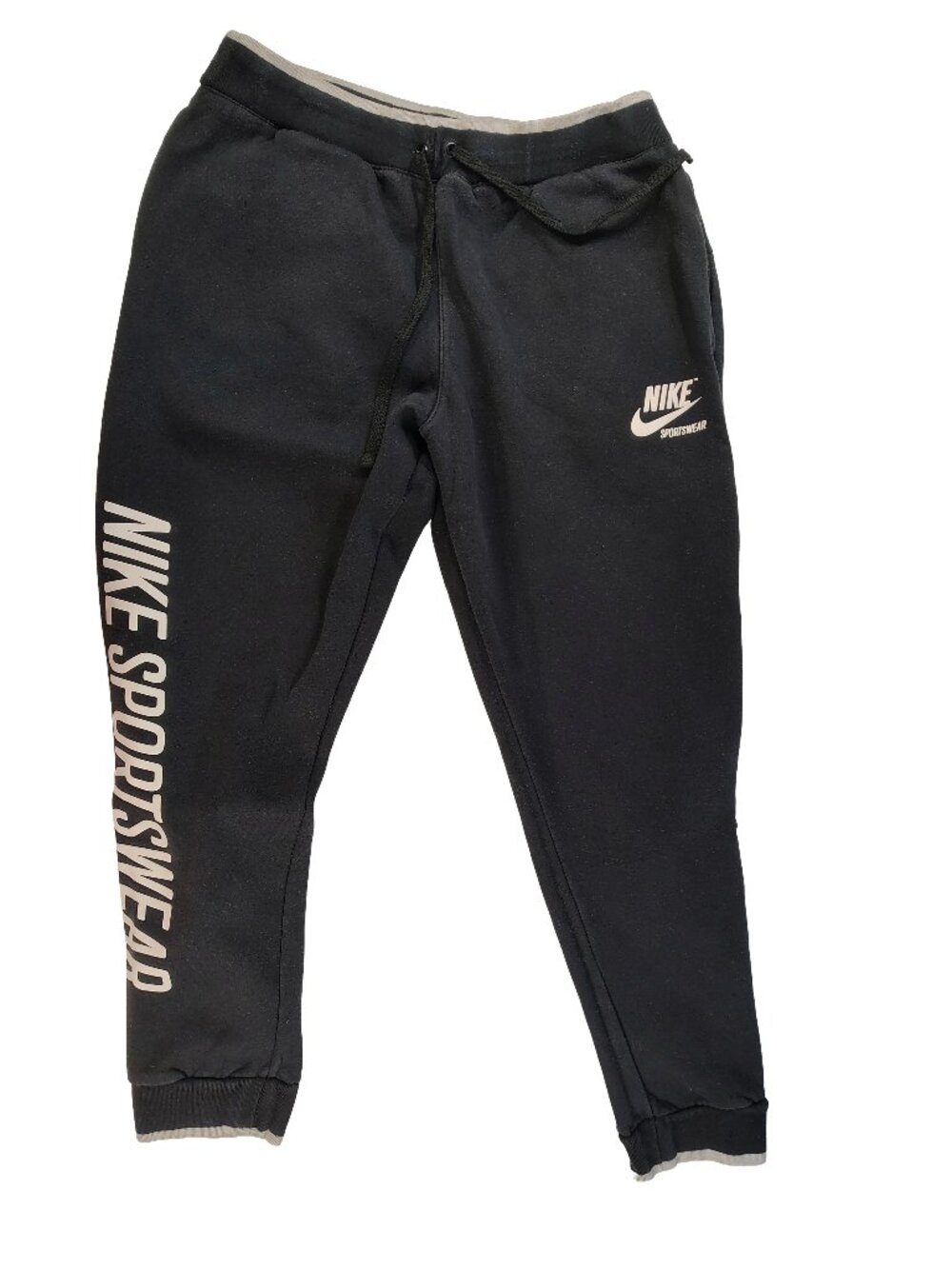 Men's Black WIth White Trim Size Large Nike Sportswear Heavy Cotton Sweatpants